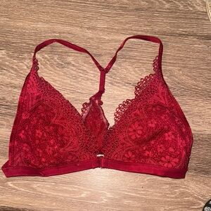 Lace Triangle Bralette - Deep Red